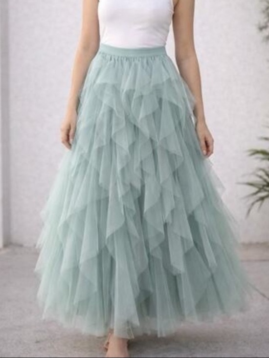 Soho Apparel Dresses & Skirts - Soho Apparel Ethereal Sage Tiered Tulle Maxi Skirt XL